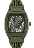 Philipp Plein The Skeleton Green Dial Green Silicone Strap Watch for Men- PWVBA0223