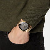 Lacoste Replay Chronograph Black Dial Gold Steel Strap Watch for Men - 2011195