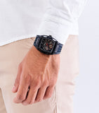 Guess Phoenix Chronograph Black Dial Black Rubber Strap Watch for Men - GW0499G1