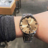 Emporio Armani Classic Beige Dial Two Tone Steel Strap Watch for Men - AR2070