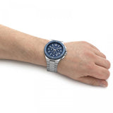 Michael Kors Lennox Chronograph Blue Dial Silver Steel Strap Watch For Men - MK8938