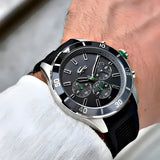 Lacoste Tiebreaker Chronograph Black Dial Black Silicone Strap Watch for Men - 2011152
