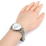 Emporio Armani Gianni T Bar White Marble Dial Silver Steel Strap Watch For Women - AR11170