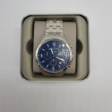 Fossil Forrester Chronograph Blue Dial Silver Steel Strap Watch for Men - FS5605