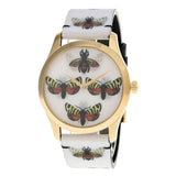 Gucci G Timeless Quartz White Dial White Leather Strap Watch For Women - YA1264109