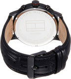 Tommy Hilfiger Aden Chronograph Black Dial Black Leather Strap Watch for Men - 1791310