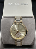 Michael Kors Portia Three-Hand Crystals Gold Dial Gold Steel Strap Watch for Women - MK4602