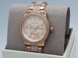 Michael Kors Tibby Chronograph Crystals Rose Gold Dial Rose Gold Steel Strap Watch For Women - MK6826