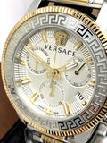 Versace Greca Action Chronograph Quartz Silver Dial Two Tone Steel Strap Watch for Men - VE3J00522