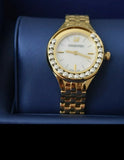 Swarovski Lovely Crystals White Dial Gold Steel Strap Watch for Women - 5242895