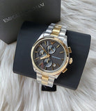 Emporio Armani Paolo Chronograph Grey Dial Two Tone Steel Strap Watch For Men - AR11527