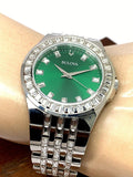 Bulova Phantom Classic Baguette Green Dial Silver Steel Strap Watch for Men - 96A253
