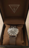 Guess Analog Black Dial Silver Mesh Bracelet Watch for Men - W1263G1