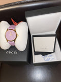 Gucci G Timeless Quartz Lilac Dial Lilac Leather Strap Watch For Women - YA1264098