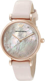 Emporio Armani Gianni T Bar Mother Of Pearl Pink Dial Pink Leather Strap Watch For Women - AR1958
