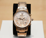 Emporio Armani Classic Rose Gold Chronograph Steel Strap Watch For Men - AR2452
