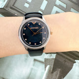 Emporio Armani Alpha XSmall Blue Dial Blue Leather Strap Watch for Women - AR2066