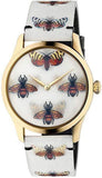 Gucci G Timeless Quartz White Dial White Leather Strap Watch For Women - YA1264109