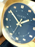 Gucci GG2570 Black Dial Black Leather Strap Watch For Men - YA142310