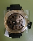 Emporio Armani Sportivo Chronograph Gold Dial Brown Leather Strap Watch for Men - AR6062