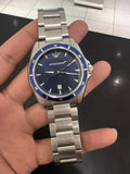 Emporio Armani Sigma Blue Dial Silver Steel Strap Watch for Men - AR11100