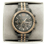 Michael Kors Lexington Chronograph Black Dial Two Tone Steel Strap Watch for Men - MK8561