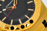 Versace Chain Reaction Quartz Black Dial Two Tone Steel Strap Watch for Men - VEDY00619