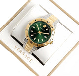 Versace Hellenyium Quartz Green Dial Two Tone Steel Strap Watch For Men - VE3A00720