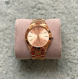 Michael Kors Slim Runway Rose Gold Dial Rose Gold Steel Strap Watch for Women - MK3197