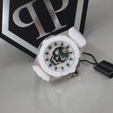 Philipp Plein The Skull White Dial White Silicone Strap Watch for Men - PWAAA1521