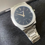 D1 Milano Ultra Thin Matte Black Dial Silver Steel Strap Watch for Men - D1-UTBJ40