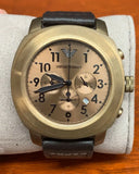 Emporio Armani Sportivo Chronograph Gold Dial Brown Leather Strap Watch for Men - AR6062