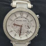 Michael Kors Parker White Dial White Leather Strap Watch for Women - MK2277