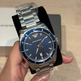 Emporio Armani Sigma Blue Dial Silver Steel Strap Watch for Men - AR11100