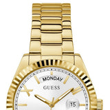 Guess Luna White Dial Gold Steel Strap Watch for Women - GW0308L2