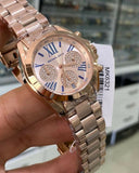 Michael Kors Bradshaw Chronograph Rose Gold Dial Rose Gold Steel Strap Watch For Women - MK6321