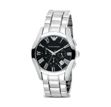 Emporio Armani Valente Chronograph Black Dial Silver Stainless Steel Watch For Men - AR0673