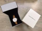 Emporio Armani Gianni T-Bar White Dial Brown Leather Strap Watch for Women - AR1988