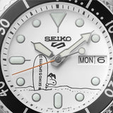 Seiko 5 Sports x Peanuts Surfboard Snoopy Limited Edition White Dial Two Tone NATO Strap Watch For Men - SRPK25K1