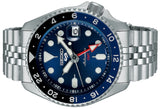 Seiko 5 Sports GMT SKX Automatic Blueberry Dial Silver Steel Strap Watch For Men - SSK003K1