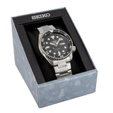Seiko 5 Sports Automatic Day Date Black Dial Silver Steel Strap Watch for Men - SRPD55K1