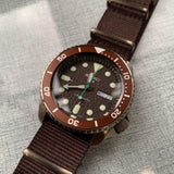 Seiko 5 Sport Automatic Brown Dial Brown Nylon Strap Watch For Men - SRPD85K1
