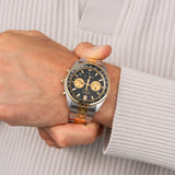 Seiko Sport Chronograph Black Dial Two Tone Steel Strap Watch for Men - SSB430P1