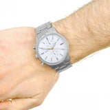 Fossil Townsman White Dial Silver Steel Strap Watch for Men - FS5346