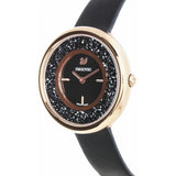 Swarovski Crystalline Pure Black Dial Black Leather Strap Watch for Women - 5275043