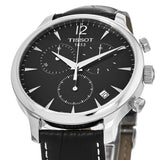 Tissot Tradition Chronograph Black Dial Black Leather Strap Watch For Men - T0636171605700