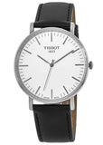 Tissot T Classic Everytime Large White Dial Black Leather Strap Watch For Men - T109.610.16.031.00