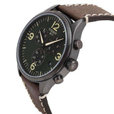 Tissot T Sport Chrono XL Green Dial Brown Leather Strap Watch For Men - T116.617.36.097.00