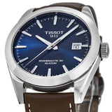 Tissot Gentleman Powermatic 80 Silicium Blue Dial Brown Leather Strap Watch For Men - T127.407.16.041.00