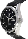 Tag Heuer Carrera Automatic Black Dial Black Leather Strap Watch for Men - WAR201A.FC6266